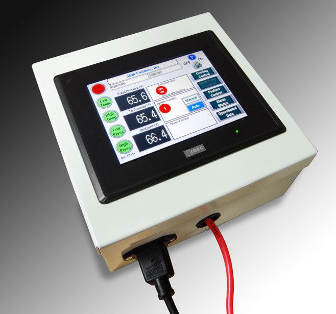 A digital control panel featuring a prominent red cord, showcasing various buttons and displays for operational control.
