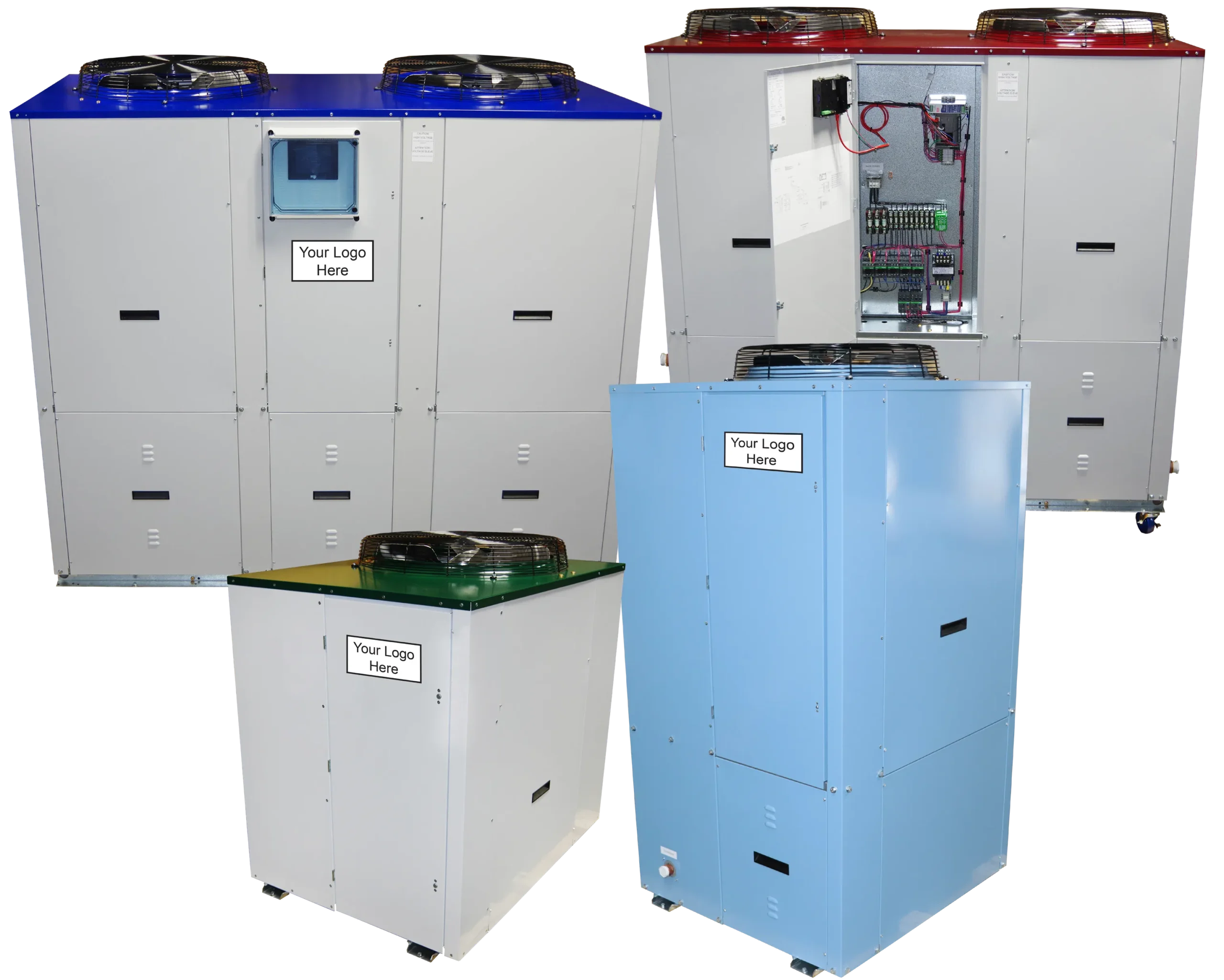 Private Label chillers with varying colors and options for private labeling. Custom Chillers.