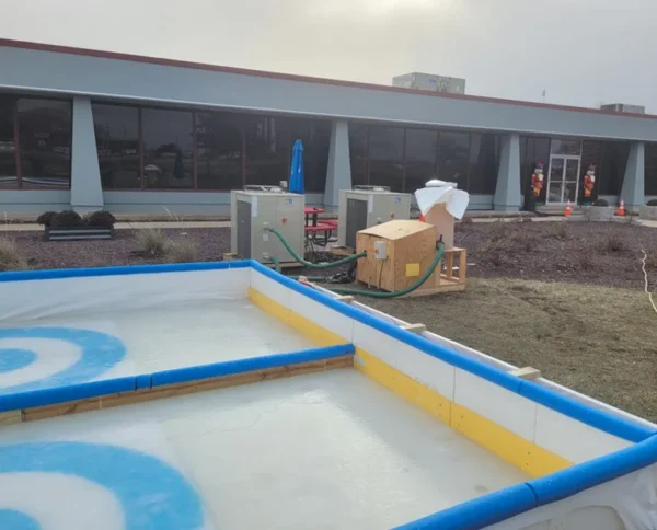 Air Cooled Ice Rink Chillers, Outdoor ice rink cooling, ambient air, glycol ice rink chillers